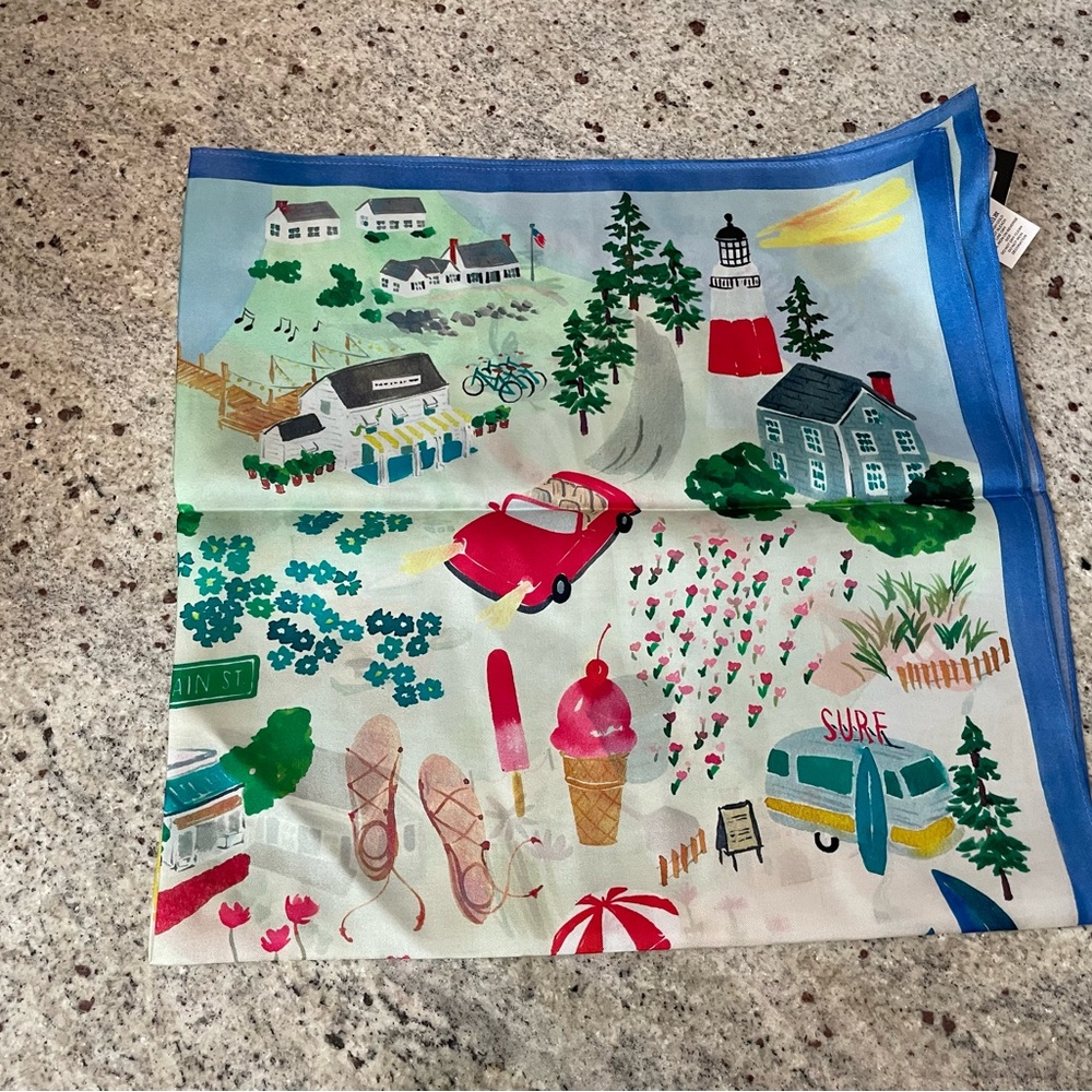 Montauk Map Silk Square Scarf  from Kate Spade New York - Picture 6 of 9